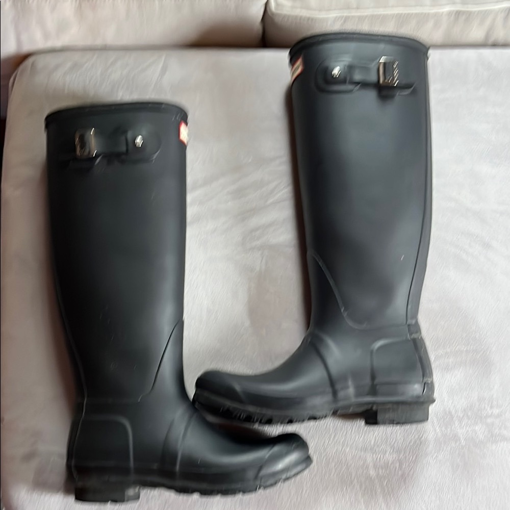 Hunter Black Winter Rain Boots Waterproof Knee-High